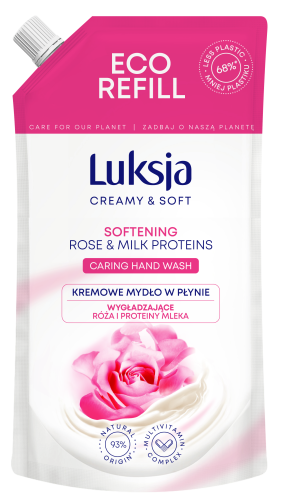 Mydło w płynie Luksja Creamy&amp;Soft róża i proteiny mleka zapas 400ml