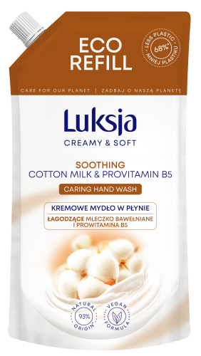 Mydło w płynie Luksja Creamy&amp;Soft mleczko bawełniane i prowitamina B5 zapas 400ml