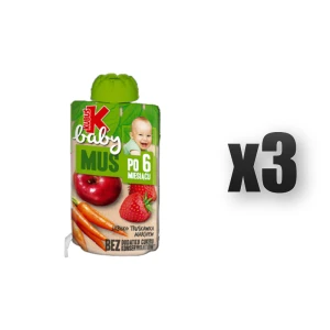 Kubuś Baby Mus po 6 miesiącu jabłko truskawka marchew 100 g 3 szt.