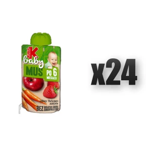Kubuś Baby Mus po 6 miesiącu jabłko truskawka marchew 100 g 24 szt.