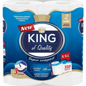 Ręcznik papierowy super compact 2 rolki 3-warstwowy King od Quality KING_KING_Recznik_papierowy_super_compact_2_rolki_3-warstwowy_46210704_0_350_350.jpg