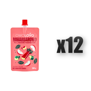 Owolovo Rabarbarowo Mus jabłkowo-rabarbarowy 200 g 12 szt.