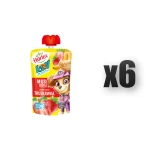 Hortex Leon i Przyjaciele Przekąska mus 100% owoców jabłko, banan, truskawka saszetka 100g 6 szt.