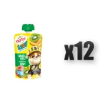 Hortex Leon i Przyjaciele Przekąska mus 100% owoców jabłko, banan, kiwi saszetka 100g 12 szt.