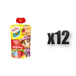 Hortex Leon i Przyjaciele Przekąska mus 100% owoców jabłko, banan, truskawka saszetka 100g 12 szt.