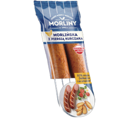 Kiełbasa morlińska z piersią kurczaka Morliny 400 g Kiełbasa morlińska z piersią kurczaka Morliny 400g