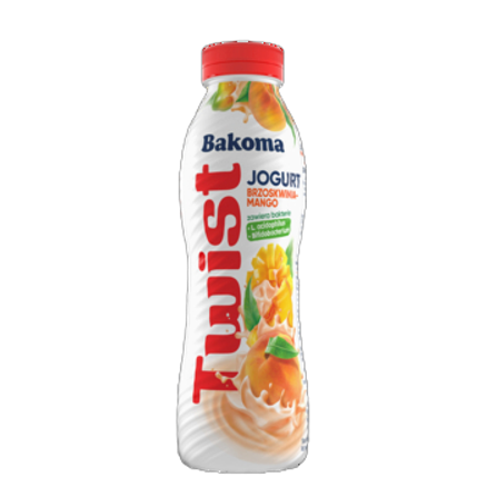 Jogurt pitny Twist brzoskwinia-mango Bakoma 380 g Jogurt pitny Twist brzoskwinia-mango Bakoma 380g