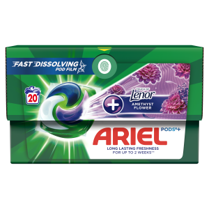 Ariel All-in-1 PODS Kapsułki do prania + Touch of Lenor Amethyst Flower 20 prań 430g
