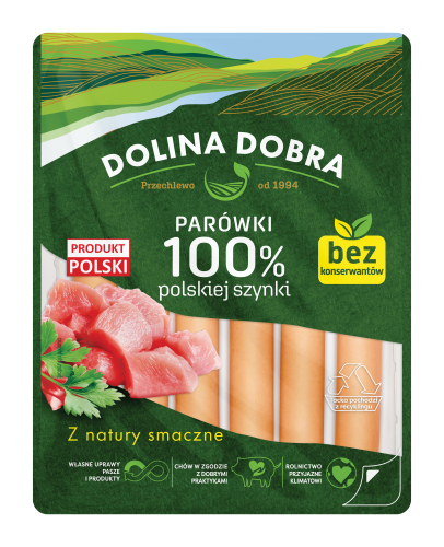 Parówki 100% polskiej szynki Dolina Dobra 200g