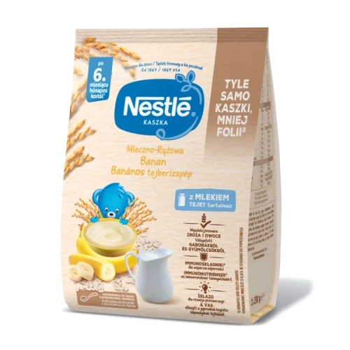 Nestlé Kaszka mleczno-ryżowa banan po 6 miesiącu 230 g kaszka.webp