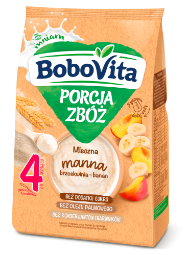 Kaszka mleczna manna brzoskwinia-banan BDC Bobovita 200 g Kaszka mleczna manna brzoskwinia-banan BDC Bobovita 200 g