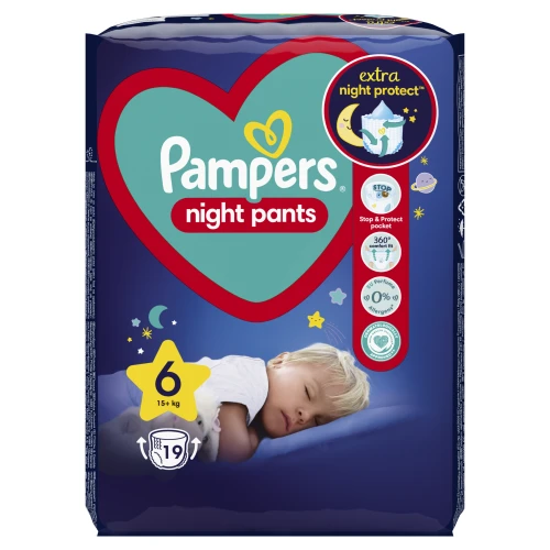 Pieluchomajtki Pampers Night Rozmiar 6 19 szt.