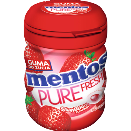 Mentos Pure Fresh Strawberry Butelka 30 sztuk 60 g Mentos Pure Fresh Strawberry Butelka 30 sztuk 60 g