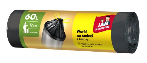 Jan Niezbędny Worki na śmieci z taśmą 60 l 12szt. HD Classic Jan Niezbędny Worki na śmieci z taśmą 60 l 12szt. HD Classic