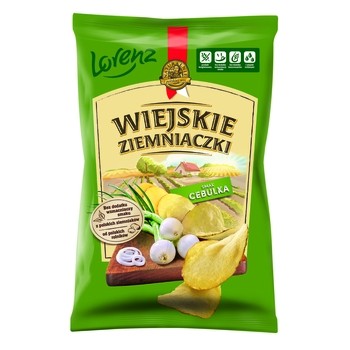 Wiejskie Ziemniaczki Chipsy ziemniaczane o smaku cebulki 130 g Wiejskie Ziemniaczki Chipsy ziemniaczane o smaku cebulki 130 g
