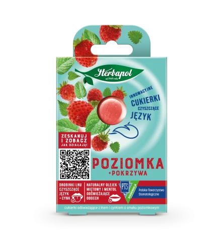 Herbapol Cukierki Odświeżające O Smaku Poziomki Z Pokrzywą 20 g Herbapol Cukierki Odświeżające O Smaku Poziomki Z Pokrzywą 20 g