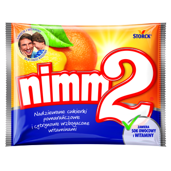 Nimm2 Nadziewane cukierki pomarańczowe i cytrynowe wzbogacone witaminami 90 g Nimm2 Nadziewane cukierki pomarańczowe i cytrynowe wzbogacone witaminami 90 g