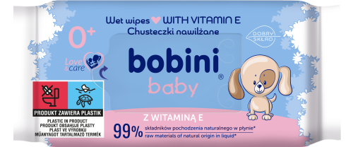 Bobini baby chusteczki nawilżane dla dzieci i niemowląt 60 szt. z witaminą e 2+1