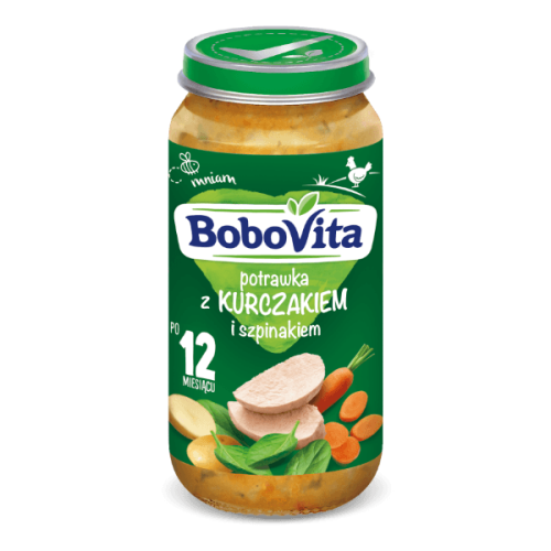 BoboVita Junior Potrawka z kurczakiem i szpinakiem 1-3 lata 250 g BoboVita Junior Potrawka z kurczakiem i szpinakiem 1-3 lata 250 g