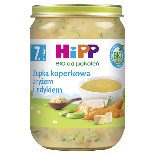 Zupka koperkowa z ryżem i indykiem po 7 miesiącu HiPP BIO 190 g