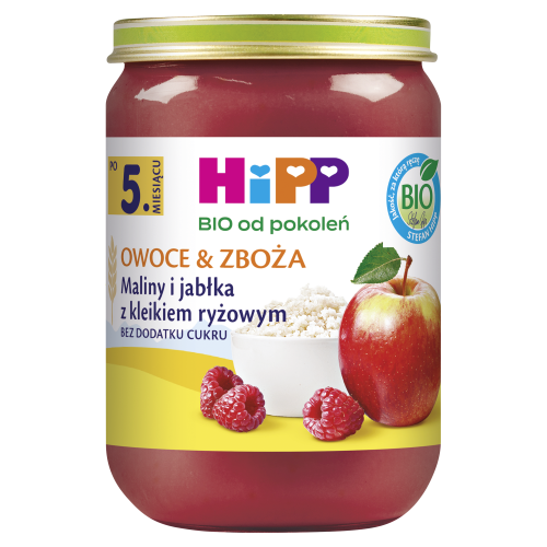 Maliny i jabłka z kleikiem ryżowym HiPP BIO 190 g