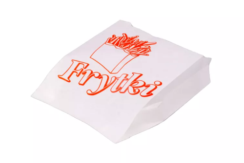 Huhtamaki torebka papierowa fałdowa na frytki z nadrukiem uniwersalnym 250 szt Huhtamaki torebka papierowa fałdowa na frytki z nadrukiem uniwersalnym 250 szt