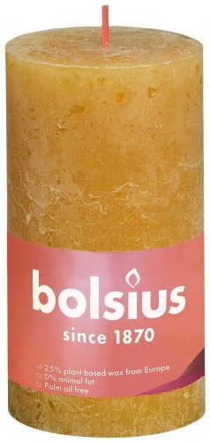 Bolsius Świeca pieńkowa rustic 130/68 Shine miodowy żółty Bolsius Świeca pieńkowa rustic 130/68 Shine miodowy żółty