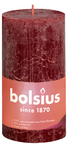 Bolsius Świeca pieńkowa rustic 130/68 Shine aksamitna czerwień Bolsius Świeca pieńkowa rustic 130/68 Shine aksamitna czerwień