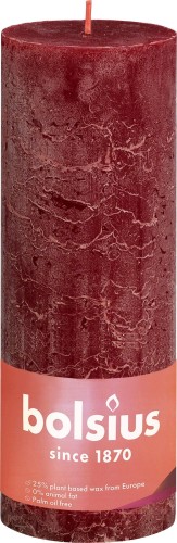 Bolsius Świeca pieńkowa rustic 190/68 Shine aksamitna czerwień Bolsius Świeca pieńkowa rustic 190/68 Shine aksamitna czerwień