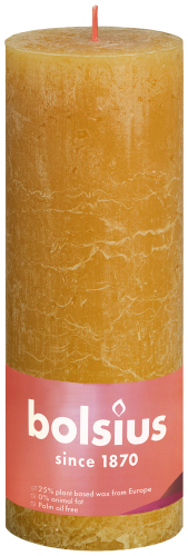Bolsius Świeca pieńkowa rustic 190/68 Shine miodowy żółty Bolsius Świeca pieńkowa rustic 190/68 Shine miodowy żółty