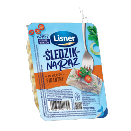 Śledzik na raz pikantny z chili Lisner 100 g Śledzik na raz pikantny z chili Lisner 100g