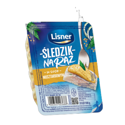 Śledzik na raz w sosie musztardowym Lisner 100 g Śledzik na raz w sosie musztardowym Lisner 100g