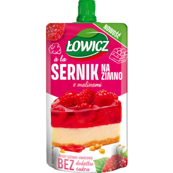 Łowicz deser ryżowo-owocowy sernik na zimno z malinami 100 g Łowicz deser ryżowo-owocowy sernik na zimno z malinami 100 g