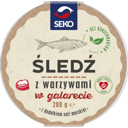 Śledź z warzywami w galarecie Seko 200 g Śledź z warzywami w galarecie Seko 200g