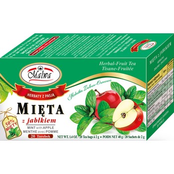 Malwa Mięta z jabłkiem Herbatka ziołowo-owocowa 20 torebek 40 g (20x2 g) 164455_0_1746738394682.jpg