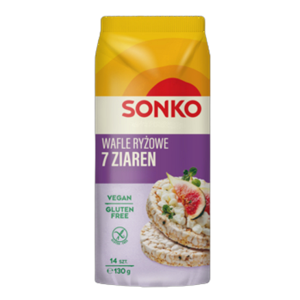 Wafle 7 ziaren z ryżem dzikim Sonko 130 g Wafle 7 ziaren z ryżem dzikim Sonko 130g
