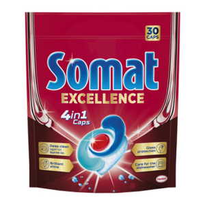 SOMAT Excellence 4 w 1 Caps Kapsułki do mycia naczyń w zmywarkach 570 g (30 sztuk)