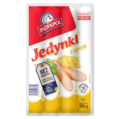 Indykpol Premium Parówki Jedynki z serem cheddar 200 g 26769.png