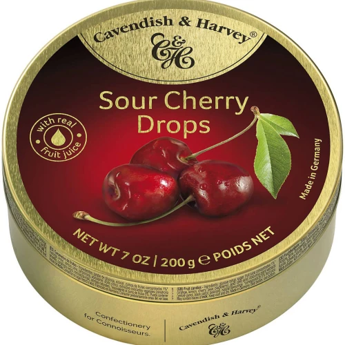 Cavendish & Harvey Travel Tin Sour Cherry Dropsy 200 g Cavendish-Dropsy-Sour-Cherry-200g.jpg