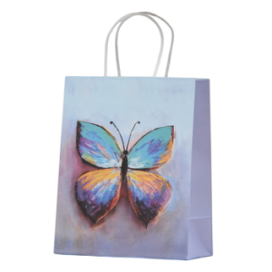 Torebka prezentowa TV-30 karbowana biała z nadrukiem 26,4 x 32,4 x13,7 cm