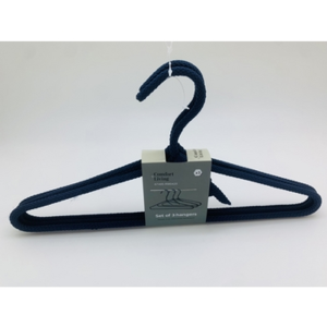 Komplet 3 wieszaków metalowych w oplocie sznurkowym granatowy