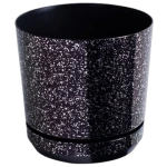 Doniczka DEKOR 16 cm z podstawkiem czarny marmur