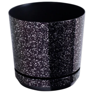 Doniczka DEKOR 16 cm z podstawkiem czarny marmur