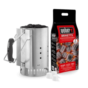 Zestaw do rozpalania: Komin do rozpalania, brykiet Weber 2kg oraz 6 kostek rozpałki parafinowej