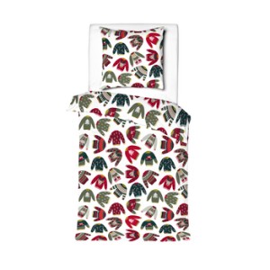 Komplet pościeli flanelowej 140x200 cm + 1x70x80 cm wzór swetry świąteczne