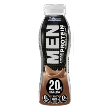Jogurt pitny Men Shake białkowy czekolada Bakoma 380 g Jogurt pitny Men Shake białkowy czekolada Bakoma 380g