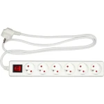 VOREL Przedłużacz elektryczny biały 1,5 m z wyłącznikiem, 6 gniazd z uziemieniem