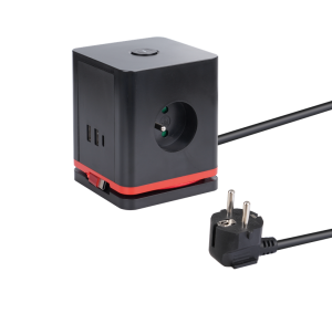 Przedłużacz kostka 3 gn. z "0" z wył. 1,4m 1,5mm2 + gniazda usb 2x usb-a, 1x usb-c + kabel usb-c