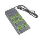 Przedłużacz 6 gn. z "0" z wył. 1,4m 1,5mm2 + gniazda 2xusb-a, 2xusb-c szaro-zielony