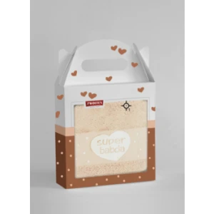 Ręcznik 50x90 cm w opakowaniu prezentowym ''Super Babcia'' kolor beżowy